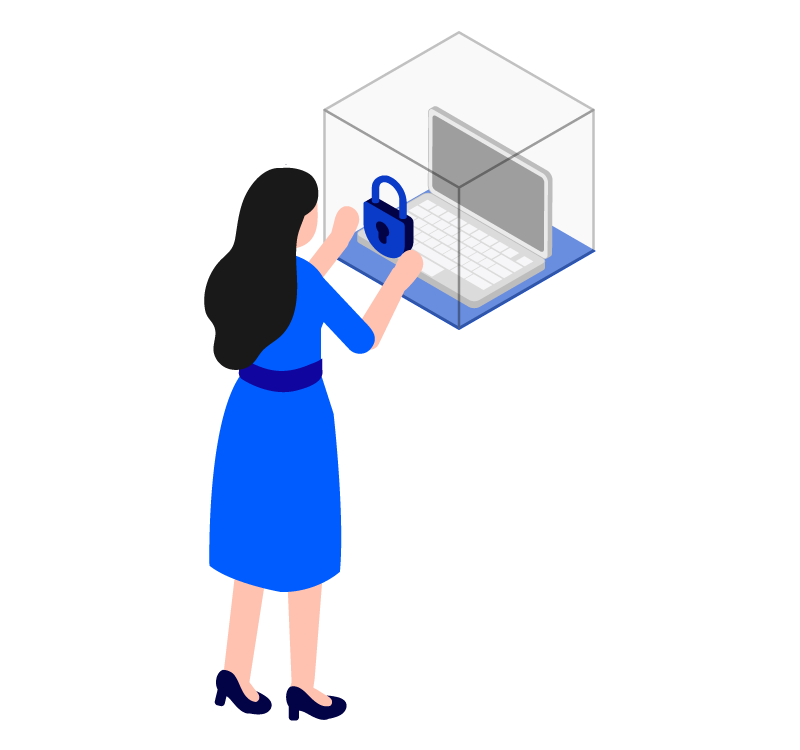 ilustración mujer sin acceso a computador