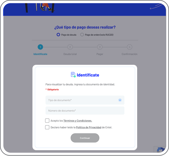 Paso 1 - Entra a Paga tu deuda y coloca tus datos.