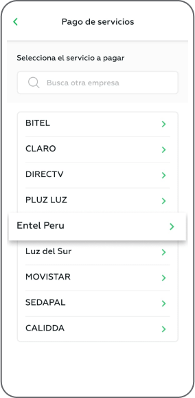 Paso 4 - Selecciona la opción: Entel Perú.