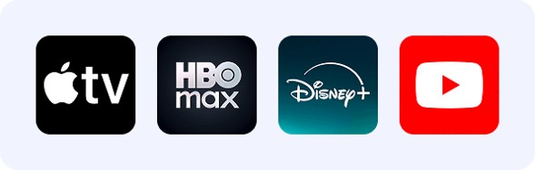 Plataformas incluidas: Apple TV, HBO Max, Disney+, YouTube