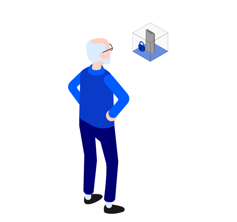 ilustración adulto mayor sin acceso a celular