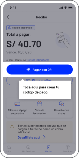 Paso 2 - Selecciona “Generar QR” para crear tu código de pago.