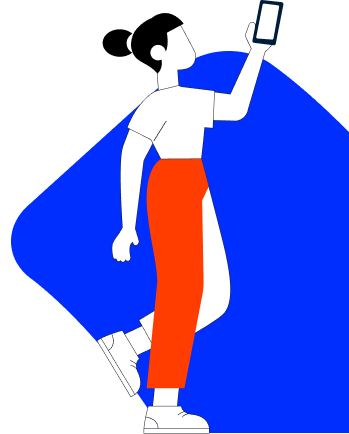 Ilustración mujer sosteniendo un móvil