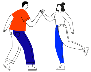 ilustración personas chocando palmas