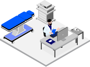 ilustración doctor trabajando en oficina