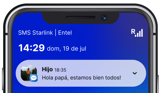 celular conectado a SMS Startlink Entel