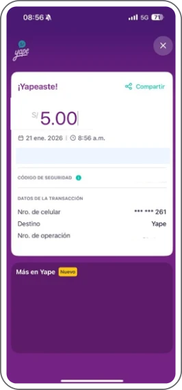 Paso 6 - Digita el monto indicado y realiza el pago.