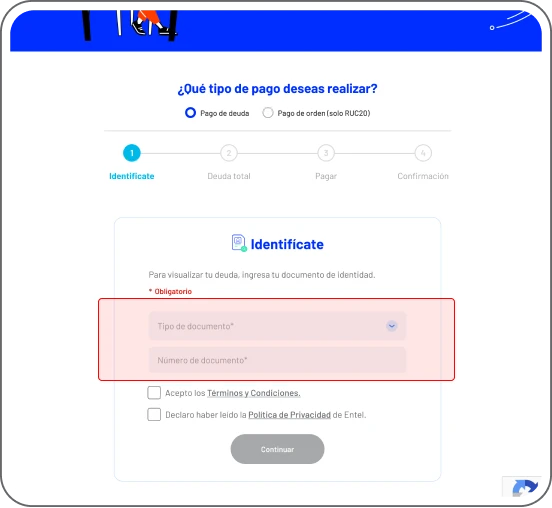 Paso 1 - Entra a Paga tu deuda y coloca tus datos.