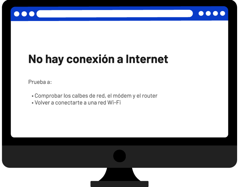 ilustración computador sin conexión a internet