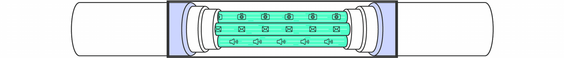 datos pasando por cable de fibra optica