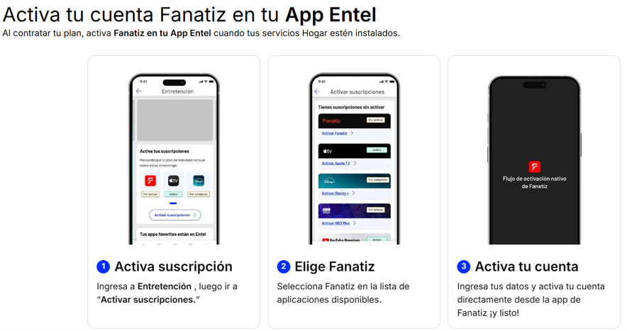 Pasos para activar Fanatiz en tu App Entel