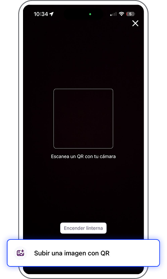 Paso 4 - Entra a tu billetera digital favorita, y sube la imagen del QR.