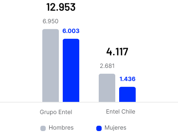 Gráfico de dotación por género, Grupo Entel y Entel Chile