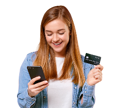 persona usando celular y tarjeta